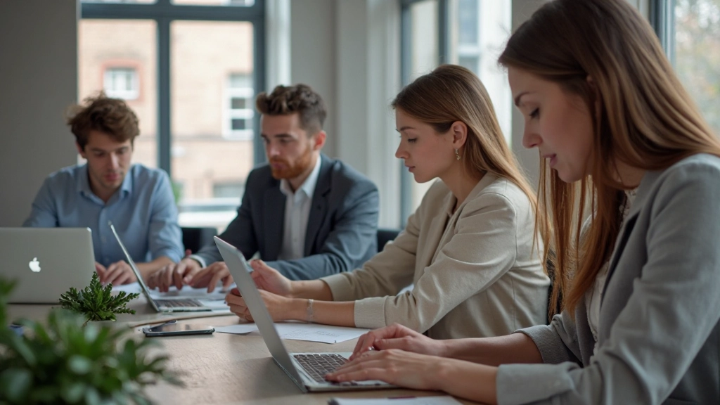 Diverse groep gebruikers werkt op laptops en tablets met goed leesbare interfaces